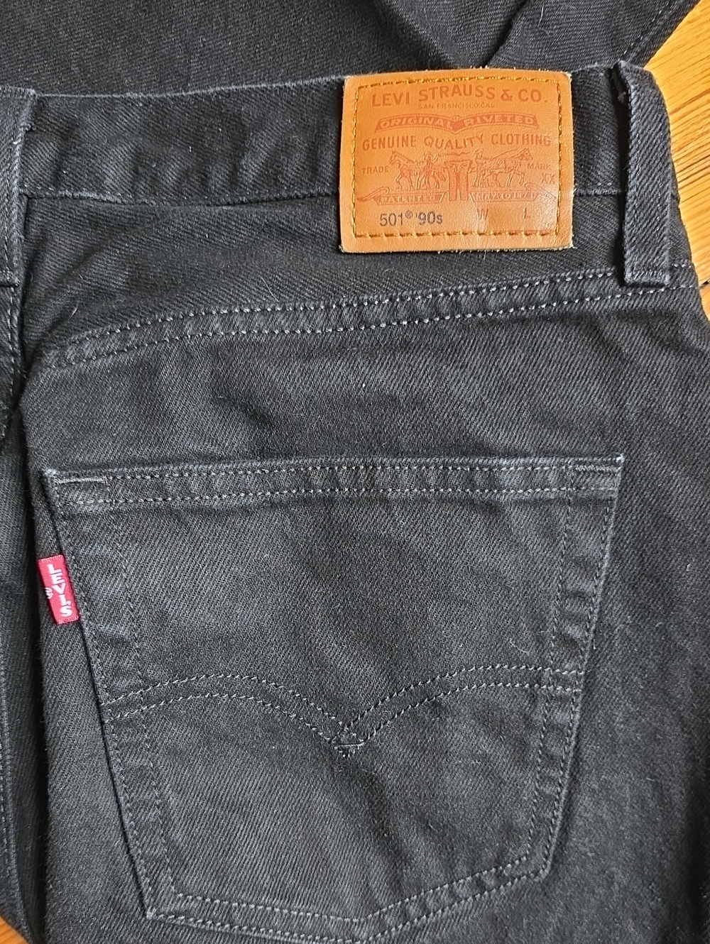 Levi's Men's Straight Jeans - Black with Tan Patch